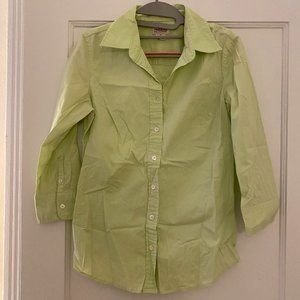 J. Crew Green Slim Stretch 3/4 Sleeve Button Down
